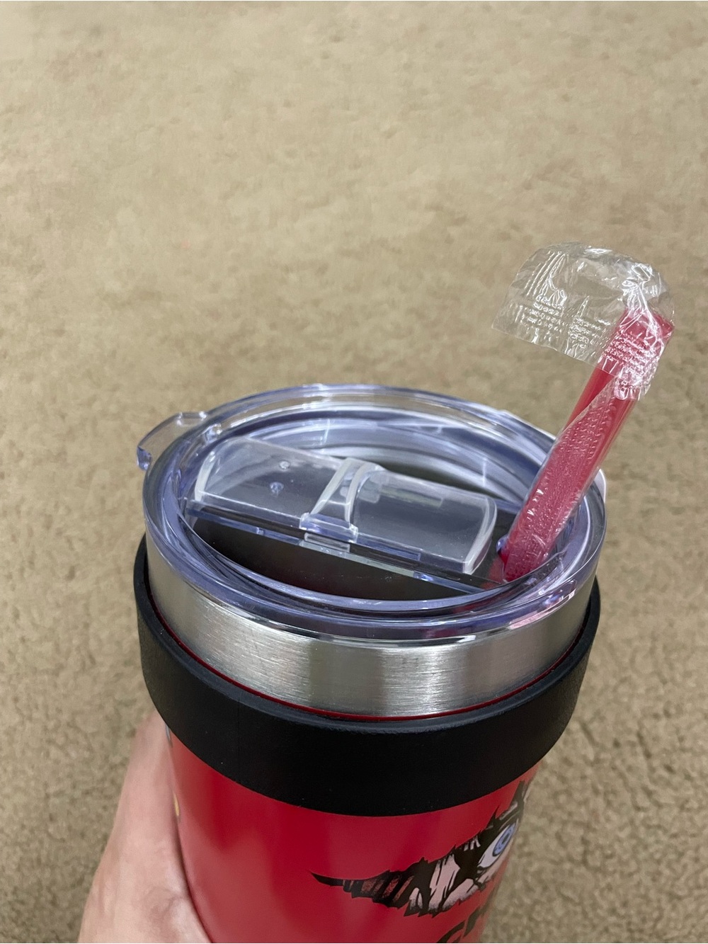 'Chucky' Red & Black Insulated Tumbler with Handle - Picture 5 of 5